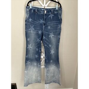 Mica Los Angeles Size 32 ombre Star Print Flare Jeans Boho 4th of July *J202